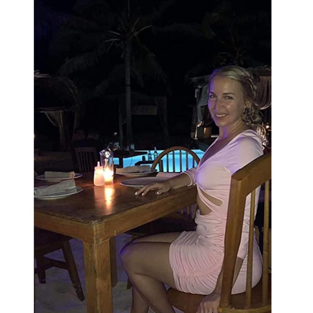Women's Sexy Bodycon Deep V Neck Long Sleeve - Picture 4 of 4